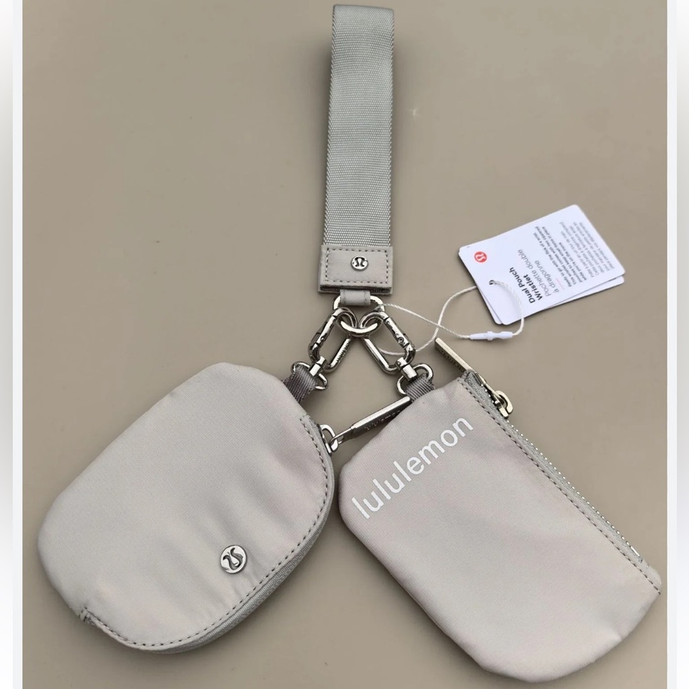 Lululemon athletica Dual Pouch gray new purse wallet silver bag coin